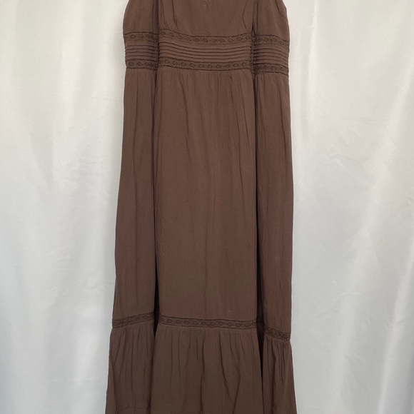 H&M Dresses & Skirts - H&M Whimsigoth Boho Prairie Chocolate Brown Lace Cami Maxi Dress 90s Grunge 16